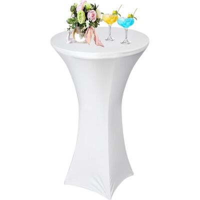 GRASSLIN 1 Housse De Table Ronde Extensible 80x110cm Polyester Blanc Pour Cocktail Mariage Bar - Publicité GRASSLIN 1 Housse De Table Ronde Extensible 80x110cm Polyester Blanc Pour Cocktail Mariage Bar - Publicité
