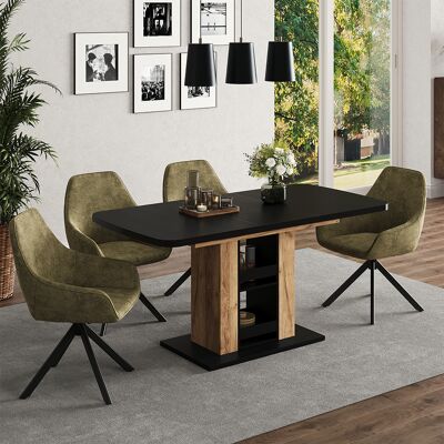 Table De Salle À Manger Fenaro, Noir/chêne De Force Doré, 120-160 X 80 Cm, Vicco - Publicité Table De Salle À Manger Fenaro, Noir/chêne De Force Doré, 120-160 X 80 Cm, Vicco - Publicité