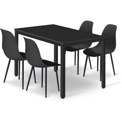 AKORD Ensemble Repas - Leobert - Tessa - Noir - 120 X 60 Cm - 5 Pièces - Publicité AKORD Ensemble Repas - Leobert - Tessa - Noir - 120 X 60 Cm - 5 Pièces - Publicité