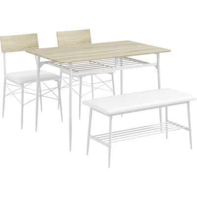 ACKERMAN Table À Manger Avec 2 Chaises, Banc, Ensemble De Repas 4 Pièces, Ensemble De Table De Cuisine Avec Étagère Pour 4 Personnes, Ensemble De Salle À Manger Pour Petits Espaces, Cuisine, Salon, Chêne - Publicité ACKERMAN Table À Manger Avec 2 Chaises, Banc, Ensemble De Repas 4 Pièces, Ensemble De Table De Cuisine Avec Étagère Pour 4 Personnes, Ensemble De Salle À Manger Pour Petits Espaces, Cuisine, Salon, Chêne - Publicité