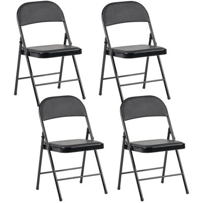 BELIANI Ensemble De 4 Chaises Pliantes Cuir Pu Avec Structure Métallique Assise Et Dossier Rembourrés Noir Shasta - Publicité BELIANI Ensemble De 4 Chaises Pliantes Cuir Pu Avec Structure Métallique Assise Et Dossier Rembourrés Noir Shasta - Publicité