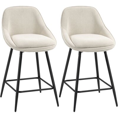 Generic Lot De 2 Tabourets De Bar En Tissu Velours Côtelé, Chaises De Bar Avec Dossier Courbé, Repose-pieds, 49x52x88cm, Crème - Publicité Generic Lot De 2 Tabourets De Bar En Tissu Velours Côtelé, Chaises De Bar Avec Dossier Courbé, Repose-pieds, 49x52x88cm, Crème - Publicité