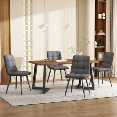 ACKERMAN Ensemble De Salle À Manger (5 Pièces), Table Et 4 Chaises, Ensemble De Cuisine Moderne, Table De Cuisine En Bois Veiné Avec Pieds En Métal Noir, Plateau En Mdf Couleur Noyer, Chaises De Salle À Manger - Publicité ACKERMAN Ensemble De Salle À Manger (5 Pièces), Table Et 4 Chaises, Ensemble De Cuisine Moderne, Table De Cuisine En Bois Veiné Avec Pieds En Métal Noir, Plateau En Mdf Couleur Noyer, Chaises De Salle À Manger - Publicité