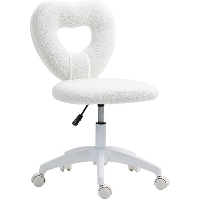 ARRIGONI Chaise De Bureau Rembourree Dossier Coeur Avec Roulettes Velours Teddy Blanc 45x56x78-88 Cm - Publicité ARRIGONI Chaise De Bureau Rembourree Dossier Coeur Avec Roulettes Velours Teddy Blanc 45x56x78-88 Cm - Publicité