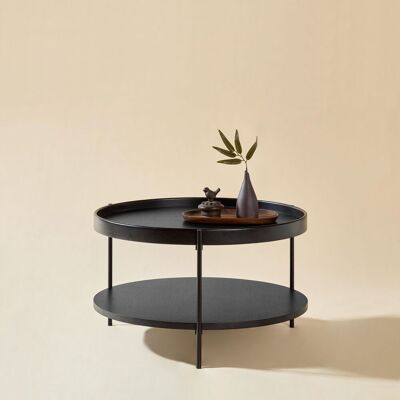OEM Table Basse Ronde Deux Niveaux Type Plateau Kérian, Fabrication Bois Massif Et Métal, 3 Coloris : Frêne Naturel / Noyer / Noir, Montage Simple 69x69x38 cm, Associable À Table D’appoint - Publicité OEM Table Basse Ronde Deux Niveaux Type Plateau Kérian, Fabrication Bois Massif Et Métal, 3 Coloris : Frêne Naturel / Noyer / Noir, Montage Simple 69x69x38 cm, Associable À Table D’appoint - Publicité