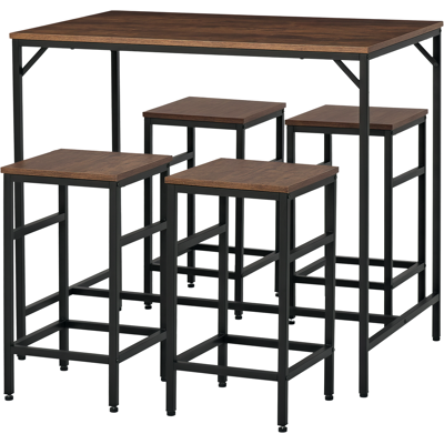 Generic Ensemble Table De Bar Industriel + 4 Tabourets Repose-pieds En Bois Couleur Chêne Cadre En Métal Noir - Publicité Generic Ensemble Table De Bar Industriel + 4 Tabourets Repose-pieds En Bois Couleur Chêne Cadre En Métal Noir - Publicité