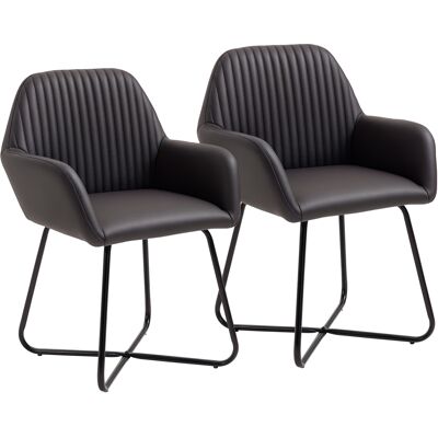 ARRIGONI Lot De 2 Chaises De Salle A Manger Modernes Simili Cuir Marron 60x56,5x85 Cm - Publicité ARRIGONI Lot De 2 Chaises De Salle A Manger Modernes Simili Cuir Marron 60x56,5x85 Cm - Publicité