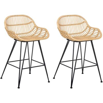 BELIANI Lot De 2 Chaises De Bar Bohème En Rotin Pieds En Fer Meuble Salle À Manger Cuisine Naturel Terrell - Publicité BELIANI Lot De 2 Chaises De Bar Bohème En Rotin Pieds En Fer Meuble Salle À Manger Cuisine Naturel Terrell - Publicité