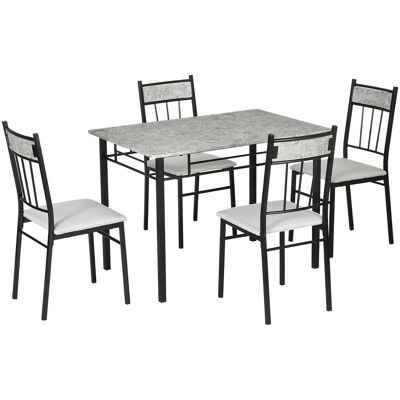 ARRIGONI Ensemble Table Et 4 Chaises De Salle A Manger Metal Et Mdf - Publicité ARRIGONI Ensemble Table Et 4 Chaises De Salle A Manger Metal Et Mdf - Publicité
