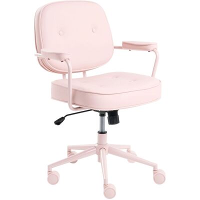 BELIANI Chaise De Bureau En Tissu Et Cuir Pu Structure En Métal Pivotante Inclinable Hauteur Réglable Rose Pastel Paramus - Publicité BELIANI Chaise De Bureau En Tissu Et Cuir Pu Structure En Métal Pivotante Inclinable Hauteur Réglable Rose Pastel Paramus - Publicité