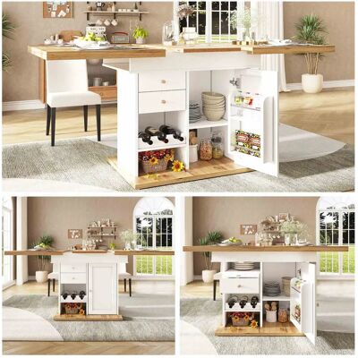 SANS MARQUE Table À Manger Extensible 110-140×80cm,table En Mdf Avec Tiroir & Étagère À Snacks & Vins,rabattable 4-6 Personnes,blanc - Publicité SANS MARQUE Table À Manger Extensible 110-140×80cm,table En Mdf Avec Tiroir & Étagère À Snacks & Vins,rabattable 4-6 Personnes,blanc - Publicité