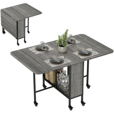 ARRIGONI Table Pliante De Cuisine Extensible Salle À Manger Sur Roulettes Jusqu'à 6 Personnes Étagère Intégrée, 6 Roues, Gris - Publicité ARRIGONI Table Pliante De Cuisine Extensible Salle À Manger Sur Roulettes Jusqu'à 6 Personnes Étagère Intégrée, 6 Roues, Gris - Publicité