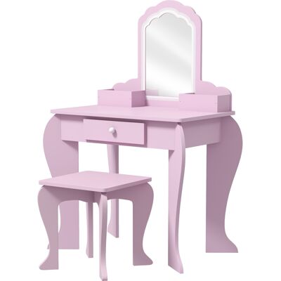 OEM Coiffeuse Pour Enfant Avec Tabouret Et Miroir, Table De Maquillage Avec Tiroir Et 2 Compartiments, 55x36x86cm, Rose - Publicité OEM Coiffeuse Pour Enfant Avec Tabouret Et Miroir, Table De Maquillage Avec Tiroir Et 2 Compartiments, 55x36x86cm, Rose - Publicité