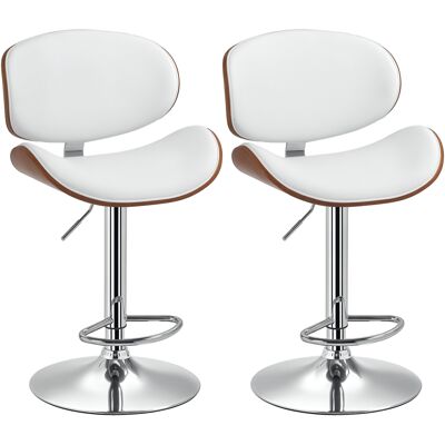 Generic Lot De 2 Chaises De Bar Tabouret Hauteur Réglable Revêtement Synthétique 53 X 52 X 92-112 Cm Blanc - Publicité Generic Lot De 2 Chaises De Bar Tabouret Hauteur Réglable Revêtement Synthétique 53 X 52 X 92-112 Cm Blanc - Publicité