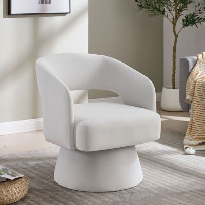 ACKERMAN Fauteuil Pivotant 360°, Fauteuil Tonneau Moderne Confortable En Velours, Dossier Ouvert, Rembourrage En Mousse Souple, Pied Pivotant En Métal Pour Salon/chambre/bureau - Publicité ACKERMAN Fauteuil Pivotant 360°, Fauteuil Tonneau Moderne Confortable En Velours, Dossier Ouvert, Rembourrage En Mousse Souple, Pied Pivotant En Métal Pour Salon/chambre/bureau - Publicité