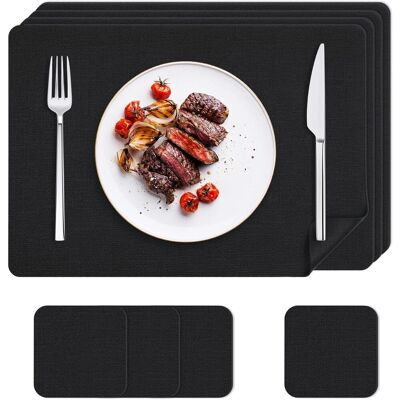 GRASSLIN Lot De 4 Sets De Table, Dessous De Verre Similicuir, Imperméable, Antidérapant, Cuisine Salle À Manger Bureau - Publicité GRASSLIN Lot De 4 Sets De Table, Dessous De Verre Similicuir, Imperméable, Antidérapant, Cuisine Salle À Manger Bureau - Publicité