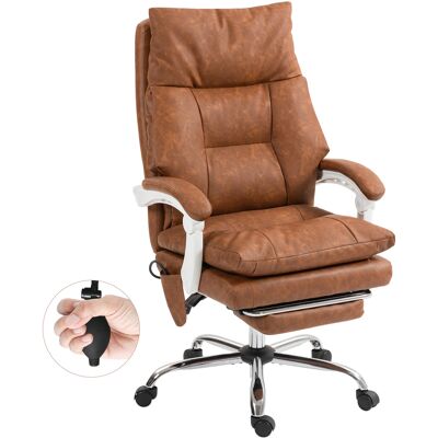 Chaise Bureau Ergonomique - Homcom - Soutien Lombaire Gonflable Dossier Inclinable Hauteur Réglable - Pu - 65 X 76 X 121 Cm - Marron - Publicité Chaise Bureau Ergonomique - Homcom - Soutien Lombaire Gonflable Dossier Inclinable Hauteur Réglable - Pu - 65 X 76 X 121 Cm - Marron - Publicité