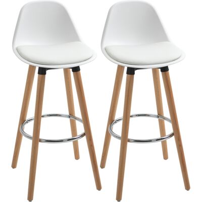 Generic Lot De 2 Tabourets De Bar Style Scandinave Avec Repose-pieds, 43x43x91 Cm, Couleur Naturel Et Blanc - Publicité Generic Lot De 2 Tabourets De Bar Style Scandinave Avec Repose-pieds, 43x43x91 Cm, Couleur Naturel Et Blanc - Publicité