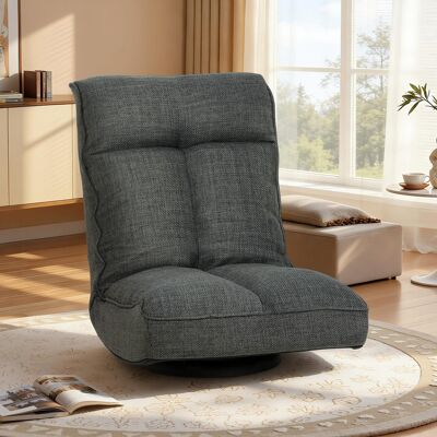 PZCC Fauteuil De Sol Pliable Pivotant À 360°, Chaise De Sol Rembourré Avec Dossier Réglable En 5 Positions, 58x107x79cm, Gris - Publicité PZCC Fauteuil De Sol Pliable Pivotant À 360°, Chaise De Sol Rembourré Avec Dossier Réglable En 5 Positions, 58x107x79cm, Gris - Publicité