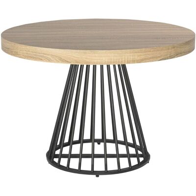 MENZZO Table Ronde Extensible Grivery Chêne Clair Pieds Noir - Publicité MENZZO Table Ronde Extensible Grivery Chêne Clair Pieds Noir - Publicité