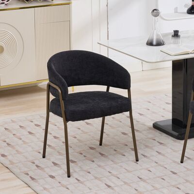ARRIGONI Chaises De Salle À Manger Modernes En Chenille Avec Accoudoirs, Chaises D’appoint Rembourrées Avec Pieds En Métal Laiton Antique Pour Cuisine Et Salle À Manger, Lot Simple, Noir, Sw1876bk - Publicité ARRIGONI Chaises De Salle À Manger Modernes En Chenille Avec Accoudoirs, Chaises D’appoint Rembourrées Avec Pieds En Métal Laiton Antique Pour Cuisine Et Salle À Manger, Lot Simple, Noir, Sw1876bk - Publicité