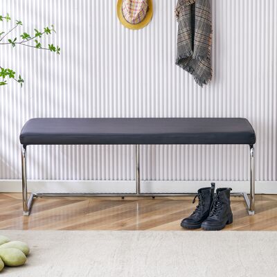 ACKERMAN Banquette En Cuir Noir Avec Structure Chromée – 130cm Banquette Moderne Pour Salle À Manger, Couloir Et Espace De Vie - Publicité ACKERMAN Banquette En Cuir Noir Avec Structure Chromée – 130cm Banquette Moderne Pour Salle À Manger, Couloir Et Espace De Vie - Publicité