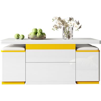 ACKERMAN Table Basse Moderne Blanche Laquée, Table D'Appoint Élégante, Multifonctionnelle, Table Basse Réglable En Hauteur, Table À Manger/meuble De Salon Pliable, 100 X 50 X 43 Cm (l X L X H) - Publicité ACKERMAN Table Basse Moderne Blanche Laquée, Table D'Appoint Élégante, Multifonctionnelle, Table Basse Réglable En Hauteur, Table À Manger/meuble De Salon Pliable, 100 X 50 X 43 Cm (l X L X H) - Publicité