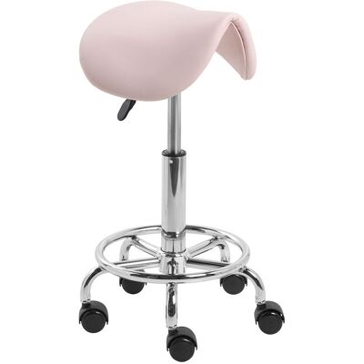 BELIANI Tabouret De Bureau Structure En Métal Cuir Pu Pivotant Hauteur Réglable Avec Roulettes Rose Pastel Dumont - Publicité BELIANI Tabouret De Bureau Structure En Métal Cuir Pu Pivotant Hauteur Réglable Avec Roulettes Rose Pastel Dumont - Publicité