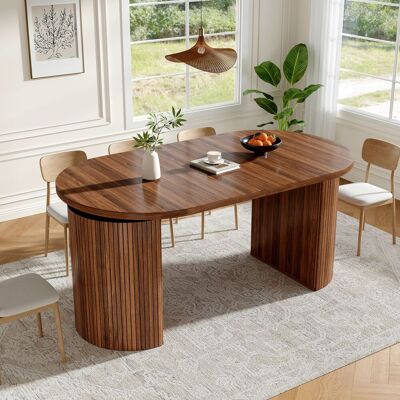 LEMONBEST Table À Manger Extensible Marron Foncé 118-158x118x76 Cm Avec Rangement Caché Et Plateau Modulable Pour Salle À Manger En Mdf Et Métal - Publicité LEMONBEST Table À Manger Extensible Marron Foncé 118-158x118x76 Cm Avec Rangement Caché Et Plateau Modulable Pour Salle À Manger En Mdf Et Métal - Publicité