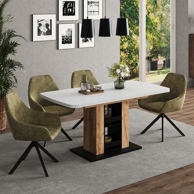 Table De Salle À Manger Fenaro, Blanc/chêne De Force Doré, 120-160 X 80 Cm, Vicco - Publicité Table De Salle À Manger Fenaro, Blanc/chêne De Force Doré, 120-160 X 80 Cm, Vicco - Publicité