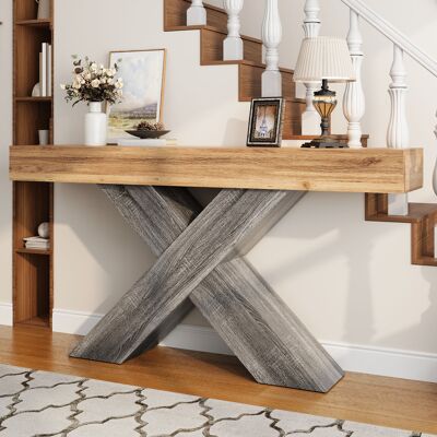 LEMONBEST Console 140x30x80 Cm Avec Piétement En X, Table D'Entrée Étroite, Aspect Bois, Mdf, Naturel - Publicité LEMONBEST Console 140x30x80 Cm Avec Piétement En X, Table D'Entrée Étroite, Aspect Bois, Mdf, Naturel - Publicité
