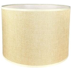 QIYAO Abat-Jour Cylindrique Tissu En Lin Fait à La Main, Pour Lampe De Table, Suspension, Lampadaire (Beige, Diamètre 33 Cm x Hauteur 23 Cm) - RWAbat-jour - Publicité