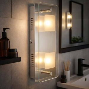 GLOBO LIGHTING Applique Murale Applique Lampe De Couloir Lampe De Salon Chrome Commutable Chambre À Coucher, Verre Métal Satiné, 2x Led 3000k, Lxpxh 28x12x6,2 Cm - Publicité GLOBO LIGHTING Applique Murale Applique Lampe De Couloir Lampe De Salon Chrome Commutable Chambre À Coucher, Verre Métal Satiné, 2x Led 3000k, Lxpxh 28x12x6,2 Cm - Publicité