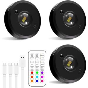 TONCHEAN Batterie Led Rechargeable Usb, Éclairage D'Armoire Rgb Sans Fil À Changement De Couleur Avec Télécommande, Éclairage Indirect Rond Avec 3 Températures De Couleur Et Minuterie (lot De 3) - Publicité TONCHEAN Batterie Led Rechargeable Usb, Éclairage D'Armoire Rgb Sans Fil À Changement De Couleur Avec Télécommande, Éclairage Indirect Rond Avec 3 Températures De Couleur Et Minuterie (lot De 3) - Publicité
