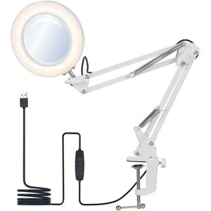 ZVD Lampe De Bureau Flexible À Pince, Avec Loupe 8x Lampe De Bureau Led Orientable À Gradation Avec 3 Modes De Couleurs Et 10 Niveaux De Luminosité - Publicité ZVD Lampe De Bureau Flexible À Pince, Avec Loupe 8x Lampe De Bureau Led Orientable À Gradation Avec 3 Modes De Couleurs Et 10 Niveaux De Luminosité - Publicité