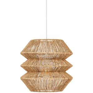 Pegane - Lampe Suspendue, Suspension Luminaire En Bois Coloris Beige Et Métal Blanc - Diamètre 38 X Hauteur 37,50 Cm - Publicité Pegane - Lampe Suspendue, Suspension Luminaire En Bois Coloris Beige Et Métal Blanc - Diamètre 38 X Hauteur 37,50 Cm - Publicité