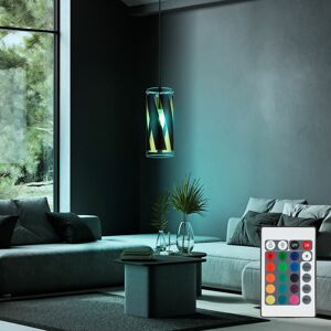 ETC-SHOP Lampe à suspension dimmable avec télécommande Lampe de table à manger led Lampe à suspension, rvb changeant de couleur, verre rayé, 8,5W 806lm blanc - Publicité