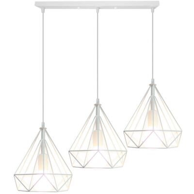 OEM Royaluxe- 3 Lumières Suspension Luminaire Rétro Lustre Antique Diamant Plafonnier Blanc Industriel Métal Vintage 25 Cm - Publicité OEM Royaluxe- 3 Lumières Suspension Luminaire Rétro Lustre Antique Diamant Plafonnier Blanc Industriel Métal Vintage 25 Cm - Publicité