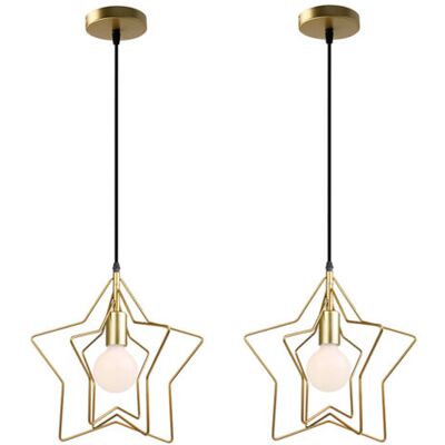 OEM Royaluxe- 2x Suspension Luminaire Simplicité D'Intérieur Lustre Étoile Créatif Lampe À Suspension Moderne Abat-jour Rotatif Pour Loft Café Or - Publicité OEM Royaluxe- 2x Suspension Luminaire Simplicité D'Intérieur Lustre Étoile Créatif Lampe À Suspension Moderne Abat-jour Rotatif Pour Loft Café Or - Publicité