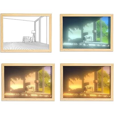 SANS MARQUE Applique Peinture Led Luminaires Intérieur Peinture Décorative Lampe De Table Décoration Créative Veilleuse Cadeau Atmosphère Éclairage Applique Mural Peinture (empty Room, 23cmx17cm) - Publicité SANS MARQUE Applique Peinture Led Luminaires Intérieur Peinture Décorative Lampe De Table Décoration Créative Veilleuse Cadeau Atmosphère Éclairage Applique Mural Peinture (empty Room, 23cmx17cm) - Publicité