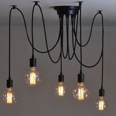 Scotch Suspendu Edison 2 Mètres Réglable Plafonnier Araignée Lumière Métal Fil Cage Pendentif Éclairage Lustre Moderne Industriel Lumière Lumineuse (ampoule Non Inclus) (5 Bras) - Publicité Scotch Suspendu Edison 2 Mètres Réglable Plafonnier Araignée Lumière Métal Fil Cage Pendentif Éclairage Lustre Moderne Industriel Lumière Lumineuse (ampoule Non Inclus) (5 Bras) - Publicité