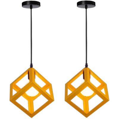 OEM Royaluxe- 2pcs Suspension Lustre En Forme De Cube Suspension Luminaire Moderne Plafonnier Rétro Vintage Jaune - Publicité OEM Royaluxe- 2pcs Suspension Lustre En Forme De Cube Suspension Luminaire Moderne Plafonnier Rétro Vintage Jaune - Publicité