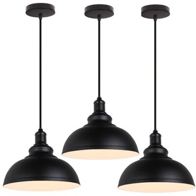 OEM Royaluxe- (3pcs)suspension Luminaire Rétro Vintage Lustre D'Intérieur Abat-jour En Métal Douille E27 Pour Bar, Grange, Café, Loft, Noir - Publicité OEM Royaluxe- (3pcs)suspension Luminaire Rétro Vintage Lustre D'Intérieur Abat-jour En Métal Douille E27 Pour Bar, Grange, Café, Loft, Noir - Publicité