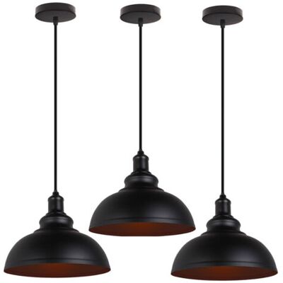 OEM Royaluxe- 3pcs Suspension Luminaire Rétro Vintage Douille E27 Lustre D'Intérieur Abat-jour En Métal Pour Bar, Grange, Café, Loft, Noir - Publicité OEM Royaluxe- 3pcs Suspension Luminaire Rétro Vintage Douille E27 Lustre D'Intérieur Abat-jour En Métal Pour Bar, Grange, Café, Loft, Noir - Publicité