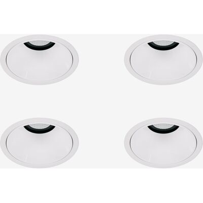 Pack De 4 Downlights Led Encastrables Avec Cadres Ronds Ø8 Cm En Aluminium Luisiana Sklum Blanc - Publicité Pack De 4 Downlights Led Encastrables Avec Cadres Ronds Ø8 Cm En Aluminium Luisiana Sklum Blanc - Publicité