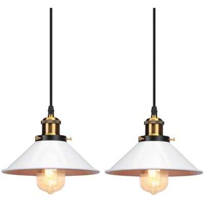 OEM Royaluxe- 2x Lampes À Suspension Rétro Vintage Lustre 260mm E27 (blanc) Plafonnier Industriel Abat-jour En Métal Pour Loft Restaurant Café Bar - Publicité OEM Royaluxe- 2x Lampes À Suspension Rétro Vintage Lustre 260mm E27 (blanc) Plafonnier Industriel Abat-jour En Métal Pour Loft Restaurant Café Bar - Publicité