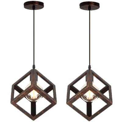 OEM Royaluxe- 2pcs Suspension Lustre En Forme De Cube Suspension Luminaire Moderne Plafonnier Rétro Vintage - Publicité OEM Royaluxe- 2pcs Suspension Lustre En Forme De Cube Suspension Luminaire Moderne Plafonnier Rétro Vintage - Publicité