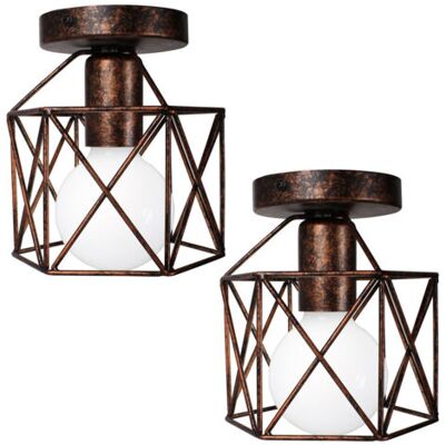OEM Royaluxe- 2x Plafonnier Vintage Lustre Rétro Abat-jour En Métal Lampe De Plafond Industrielle Pour Café, Couloir, Chambre À Coucher, Cuisine, Salon, Rouiller - Publicité OEM Royaluxe- 2x Plafonnier Vintage Lustre Rétro Abat-jour En Métal Lampe De Plafond Industrielle Pour Café, Couloir, Chambre À Coucher, Cuisine, Salon, Rouiller - Publicité