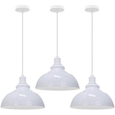 OEM Royaluxe- 3pcs Suspension Luminaire Rétro Vintage Douille E27 Lustre D'Intérieur Abat-jour En Métal Pour Bar, Grange, Café, Loft, Blanc - Publicité OEM Royaluxe- 3pcs Suspension Luminaire Rétro Vintage Douille E27 Lustre D'Intérieur Abat-jour En Métal Pour Bar, Grange, Café, Loft, Blanc - Publicité