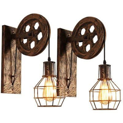 MOXIE Lot De 2 Appliques Murales Industrielle, Éclairage Mural Vintage Poulie Lampe De Mur Luminaire Intérieur - Bronze - Publicité MOXIE Lot De 2 Appliques Murales Industrielle, Éclairage Mural Vintage Poulie Lampe De Mur Luminaire Intérieur - Bronze - Publicité